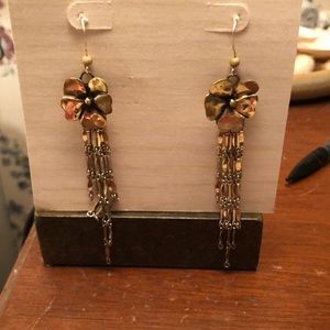 Vintage Brass dogwood flower earrings